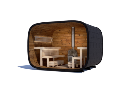 Leil® Round Cube Single | Premium Gartensauna aus Thermoholz Design |  versch. Maße