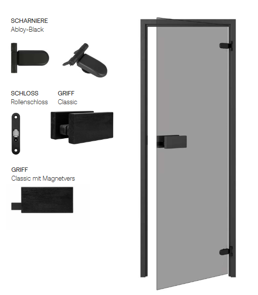 wellmia® Classic Sauna Glastür | verschiedene Größen und Farben