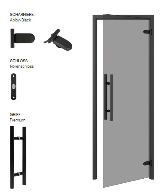 wellmia® Premium Sauna Glastür | verschiedene Größen und Farben