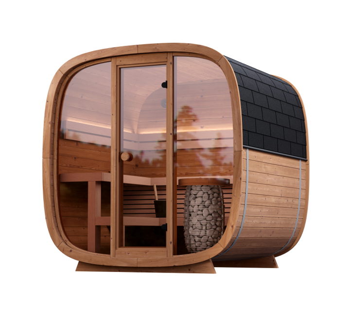 Leil® Dice Solo | Gartensauna aus Thermoholz für 4 Personen |  219 x 206 x 220 cm (B/T/H)