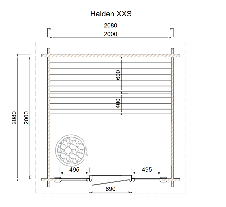wellmia Halden XXS | Gartensauna Fichtenholz | 208 x 208 x 261 cm (B/T/H)