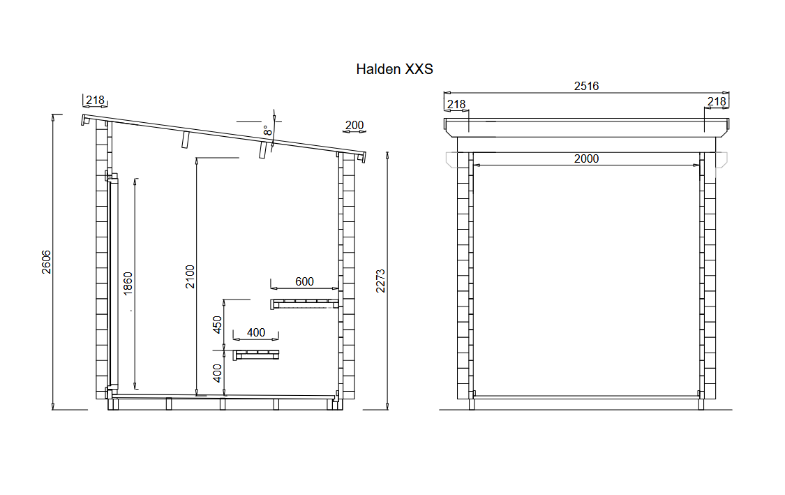 wellmia Halden XXS | Gartensauna Fichtenholz | 208 x 208 x 261 cm (B/T/H)