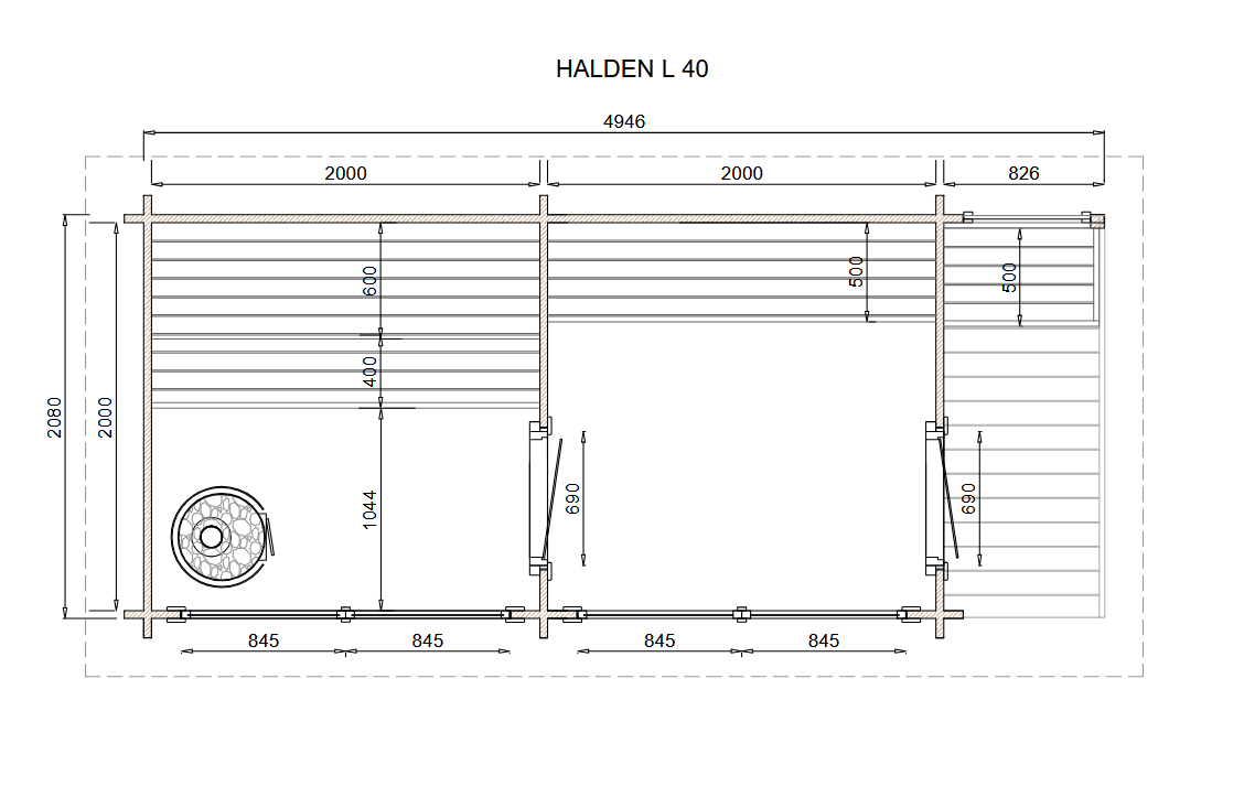 wellmia Halden | Gartensauna mit Vorraum aus Fichtenholz | versch. Maße