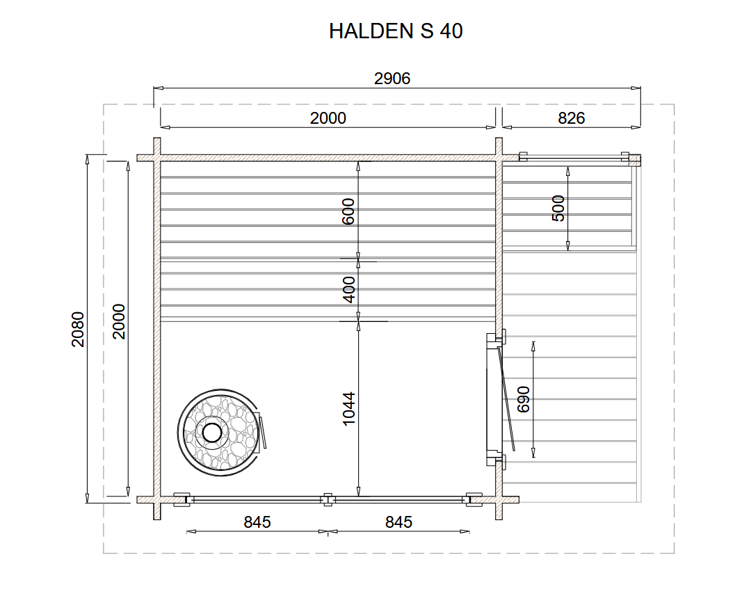 wellmia Halden | Gartensauna mit Vorraum aus Fichtenholz | versch. Maße