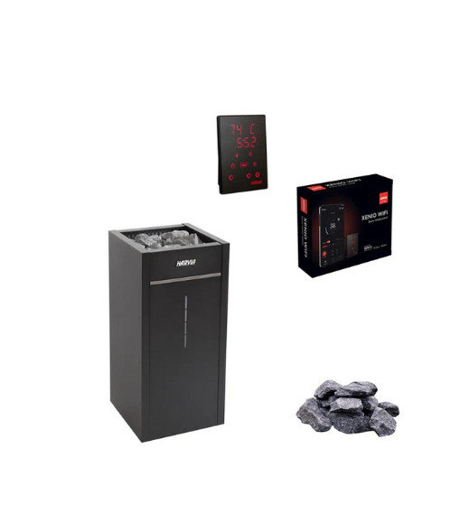 Harvia Virta Combi Komplettset | Sauna Elektroofen mit Verdampfer Funktion - CX110C Bedienteil und Steuerung über das Handy | 6.8 / 9 kW / 10.8 kW