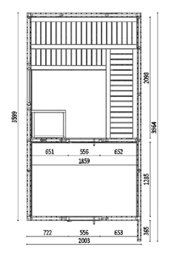 wellmia® Musta | Gartensauna aus Fichte mit Vorraum inkl. LED Bewegungsmelder |  200 x 396 x 236 cm (B/T/H) | für 3-5 Personen