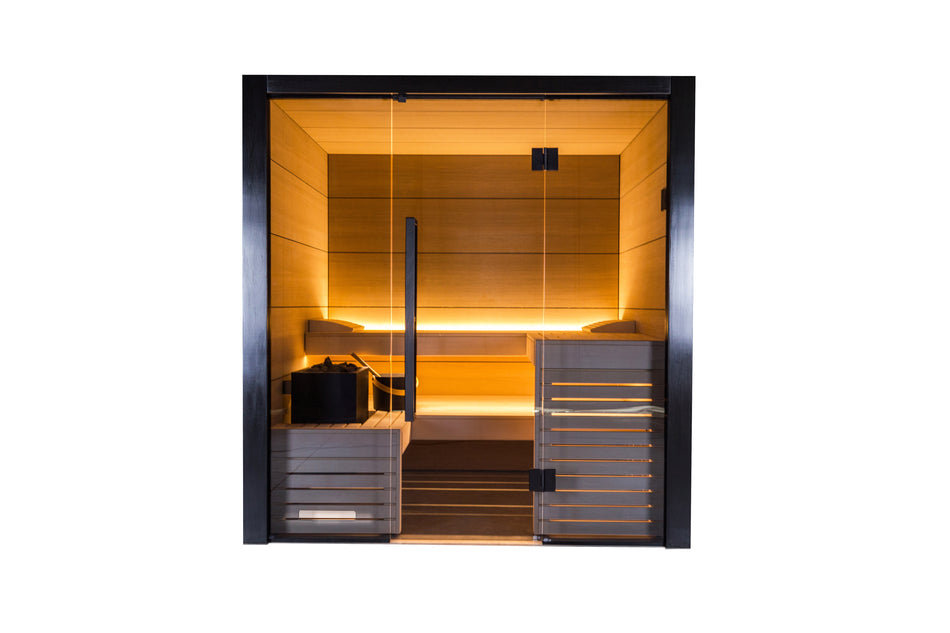 Harvia Fuji Large | Premium Innensauna mit Elektroofen externe Steuerung Komplettset | 205 x 205 x 210 cm (B/T/H)