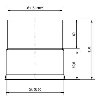 wellmia® Adapterrohr 115 mm auf 120 mm - Übergangsrohr Edelstahl