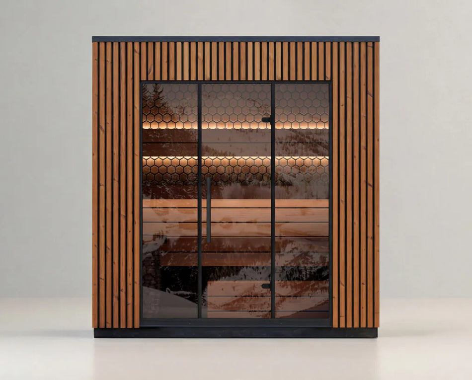 Leil® Viva 250 | Design Premium Gartensauna für 4 Personen | 248 x 180 x 252 cm