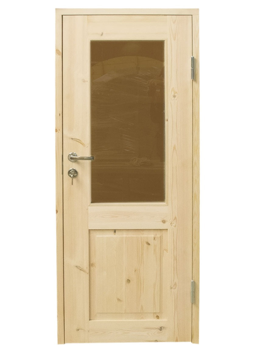 wellmia® Sauna Holztür | Fichte | verschiedene Größen | Tür Holz mit Zarge Klarglas