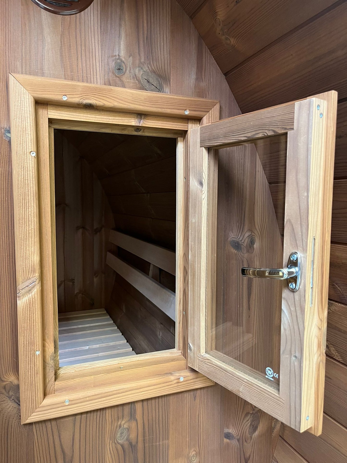 wellmia® Saunafenster┃Fenster aus Thermoholz festverglast und öffnend┃57x35 cm