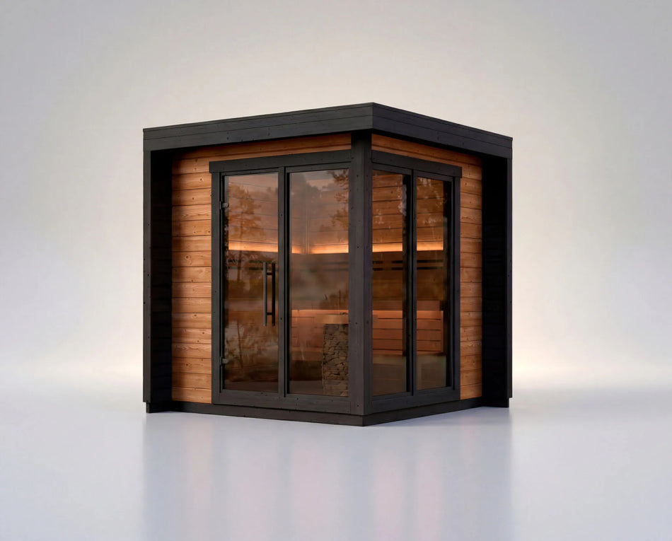 Leil® Patio S | Premium Gartensauna aus Fichte oder Thermoholz |  239 x 239 x 240 cm (B/T/H)