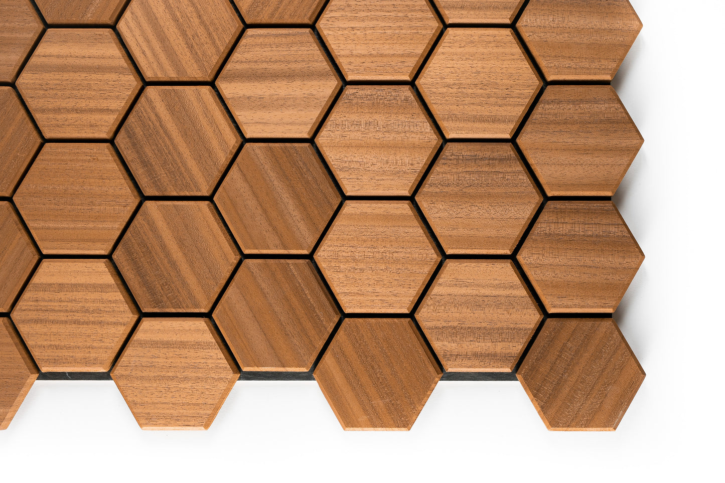 wellmia® Thermo Hexa S Light | Sauna Dekopaneel für die Wand und Decke | Thermo Abachiholz | 1,25 m2