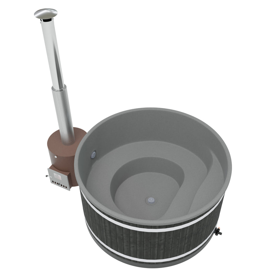 Kirami Annex Family L | Badefassset mit Holzofen | 200 cm / 42 kW