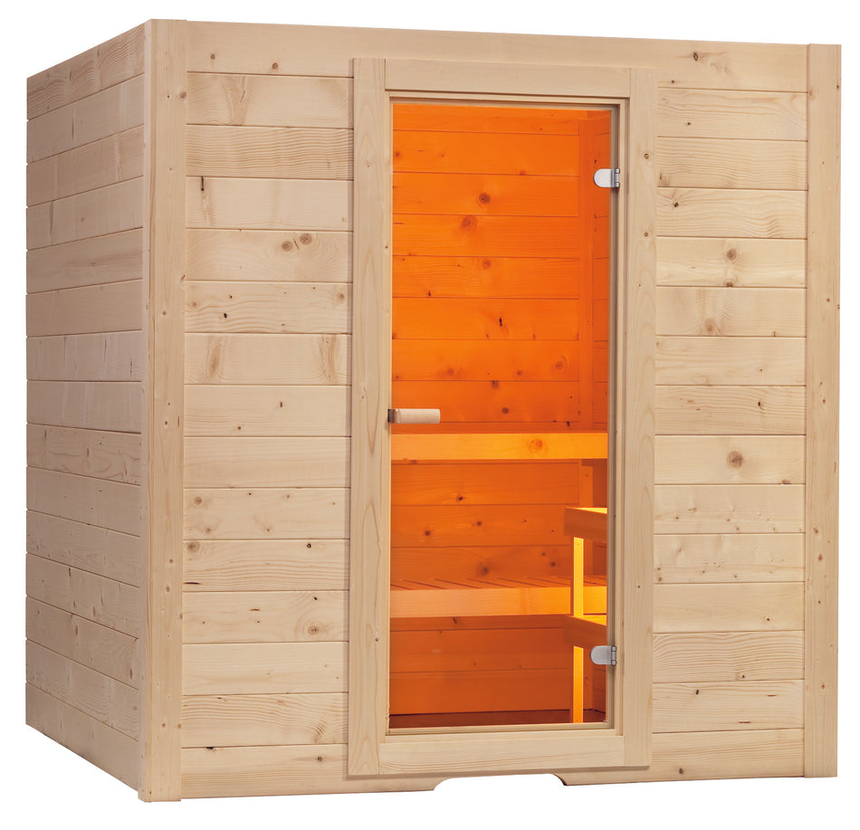 Harvia Basic Medium | Massivsauna Fichtenholz Innensauna Bausatz | 195 x 156 x 204 cm (B/T/H)
