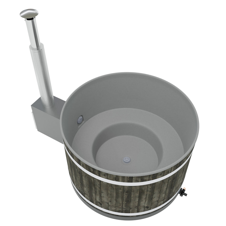 Kirami Breezy M | Badefassset mit Holzofen | 170 cm / 22 kW