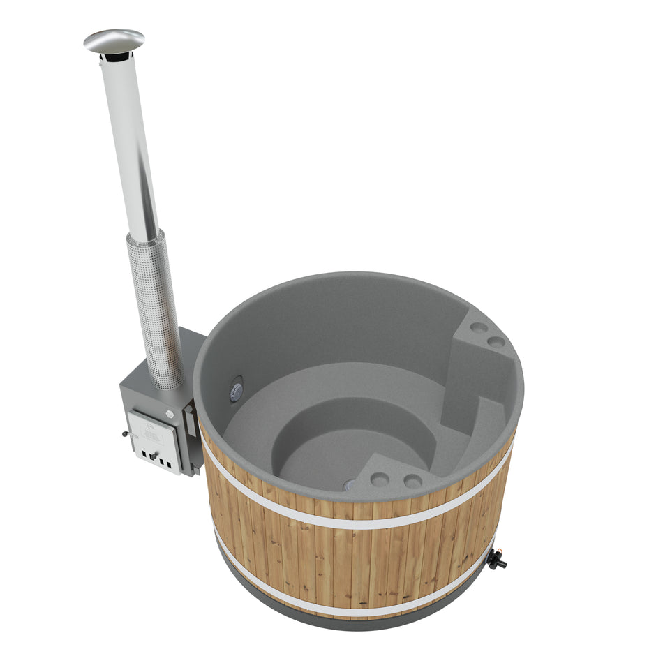 Kirami Comfort Family M | Badefassset mit Holzofen | 170 cm / 29 kW