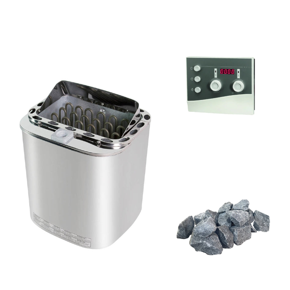 Sawo Nordex Combi | Sauna Elektroofen Combi Komplettset | inkl. K3 Combisteuerung und 20kg Harvia Saunasteine  | 6 kW / 8 kW / 9 kW