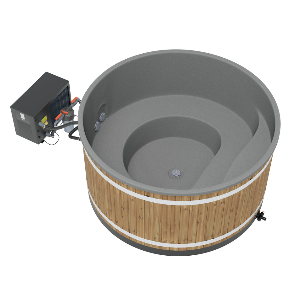 Kirami Family L Dual | Badefassset mit Elektroofen | 200 cm / 5 kW