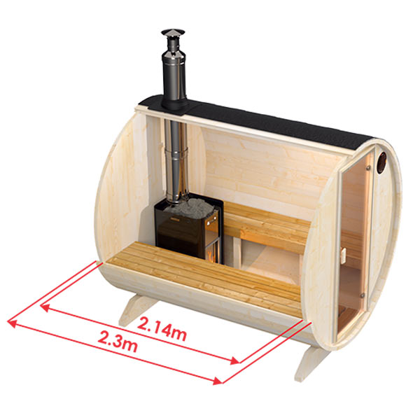 wellmia® Fasssauna Small 2.3 | kleines Saunafass konfigurierbar | 230 cm