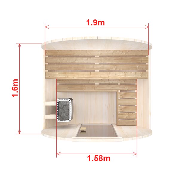 wellmia® Fasssauna Nordica Mini | 160cm + 30cm Vordach