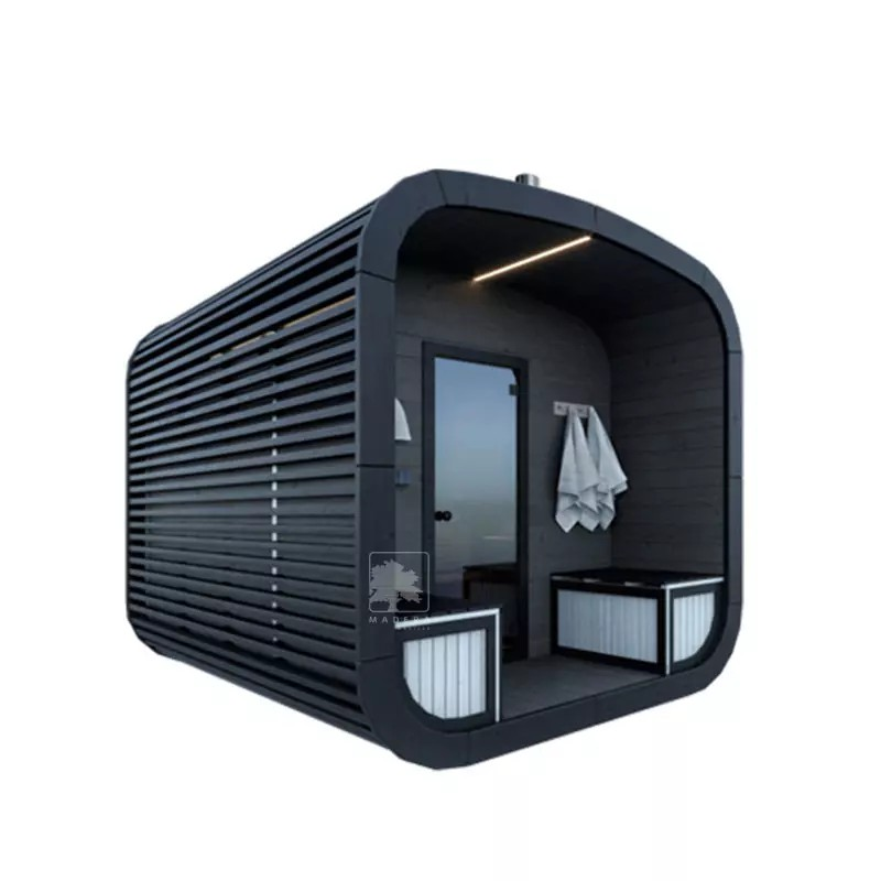 wellmia® Cube Moderno | Gartensauna aus Thermoholz | 230 x 350 x 244 cm (B/T/H)