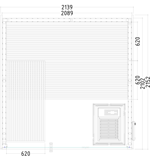 Sentiotec Panorama Large | Elementsauna Fichtenholz Innensauna Bausatz | 214 x 215 x 204 cm (B/T/H)