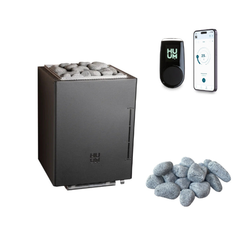 Huum Core Wall Combi | Bi-O/Combi Elektroofen Set mit Huum UKU 4.2 WIFI Steuerung und 30 kg Steine | 4,5 kW / 6 kW / 7,5 kW / 9 kW