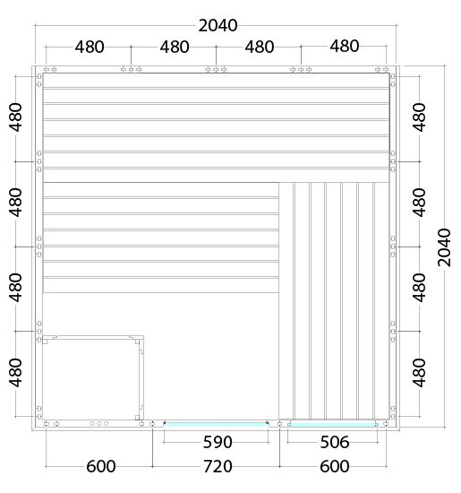 Sentiotec Komfort Large | Massivsauna Fichtenholz Innensauna Bausatz | 208 x 206 x 204 cm (B/T/H)