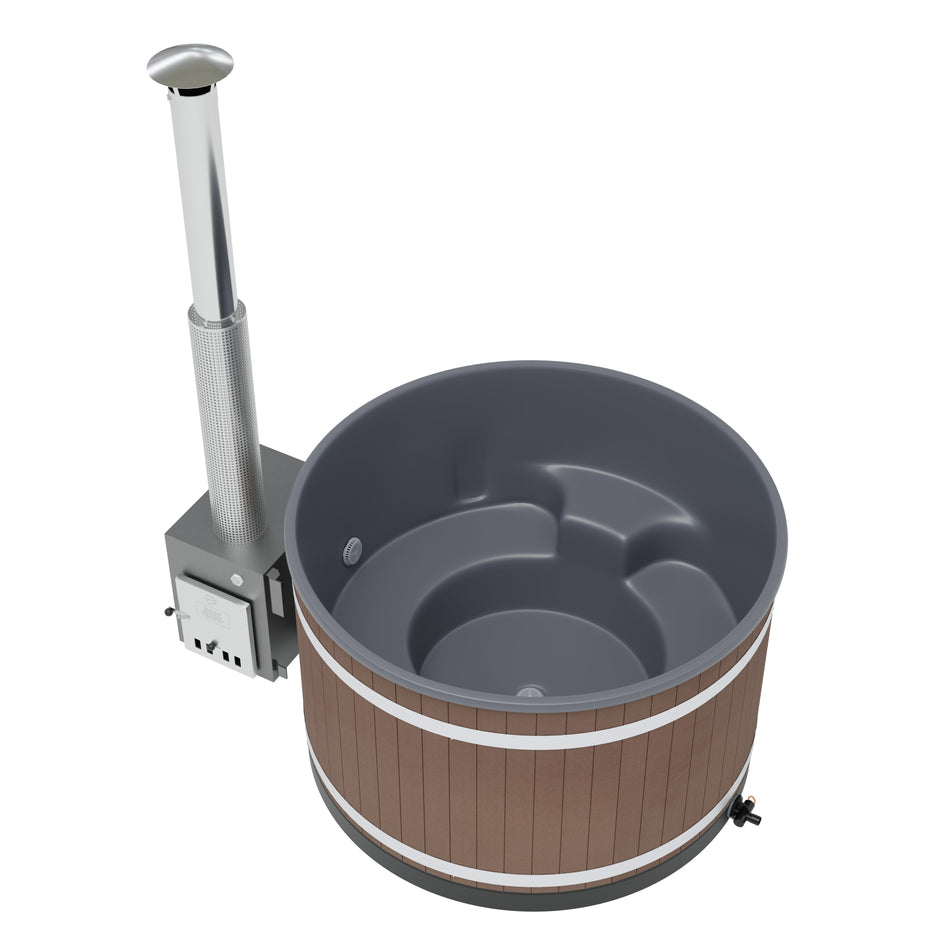 Kirami Comfort Steady M Badefass | Badefassset mit Holzofen | 170 cm / 35 kW