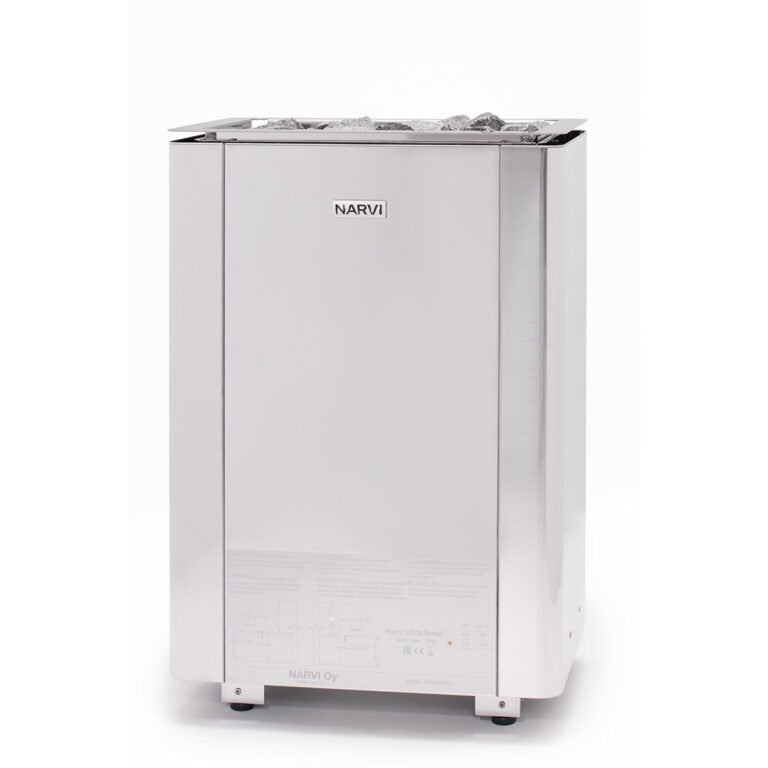 Narvi Ultra Small Wifi | Saunaofen mit Narvi Flow Steuerung über Bedienteil und App | Edelstahl / Schwarz beschichtet | 6.8 kW / 9 kW