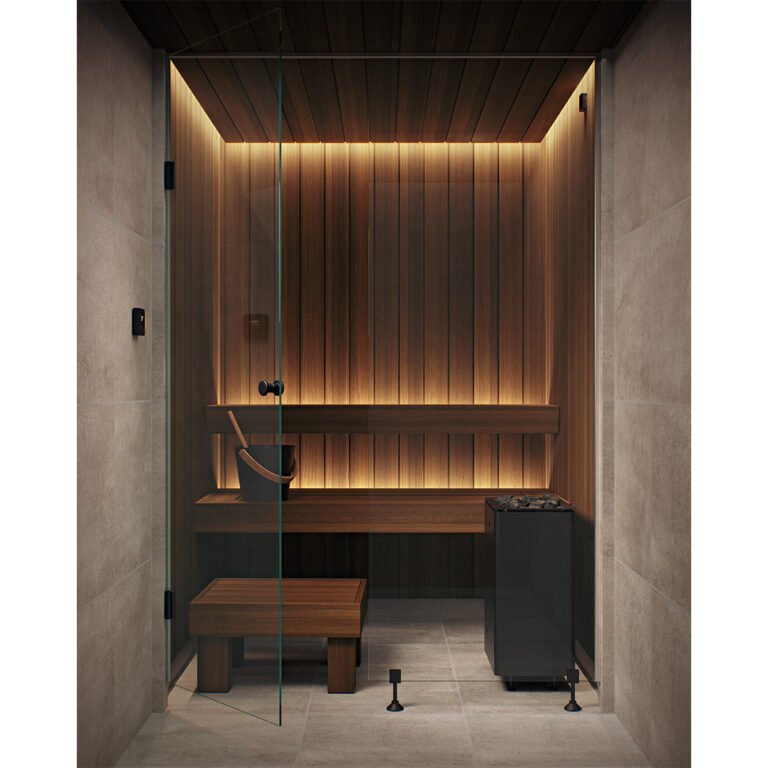 Narvi Ultra Small Wifi | Saunaofen mit Narvi Flow Steuerung über Bedienteil und App | Edelstahl / Schwarz beschichtet | 6.8 kW / 9 kW