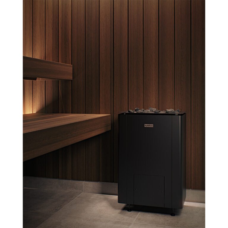 Narvi Ultra Small Wifi | Saunaofen mit Narvi Flow Steuerung über Bedienteil und App | Edelstahl / Schwarz beschichtet | 6.8 kW / 9 kW