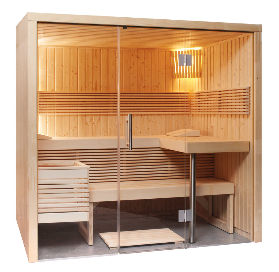 Harvia Panorama Small | Elementsauna Fichtenholz Innensauna Bausatz | 214 x 164 x 204 cm (B/T/H)
