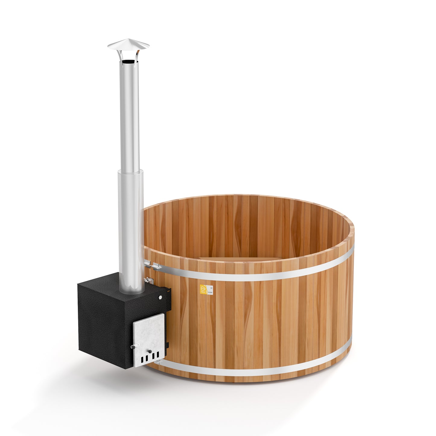 Kirami Premium Woody L | Badefassset mit Holzofen | 200 cm / 35 kW