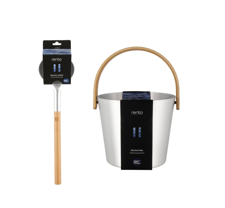 rento Saunaeimer mit Saunakelle duo Saunakübel Set | Aluminium