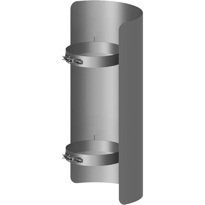 wellmia® STR | Strahlenschutz für Ø 120/115 mm einwandige Rohremit anpassbarer Klemmschelle | 100 cm