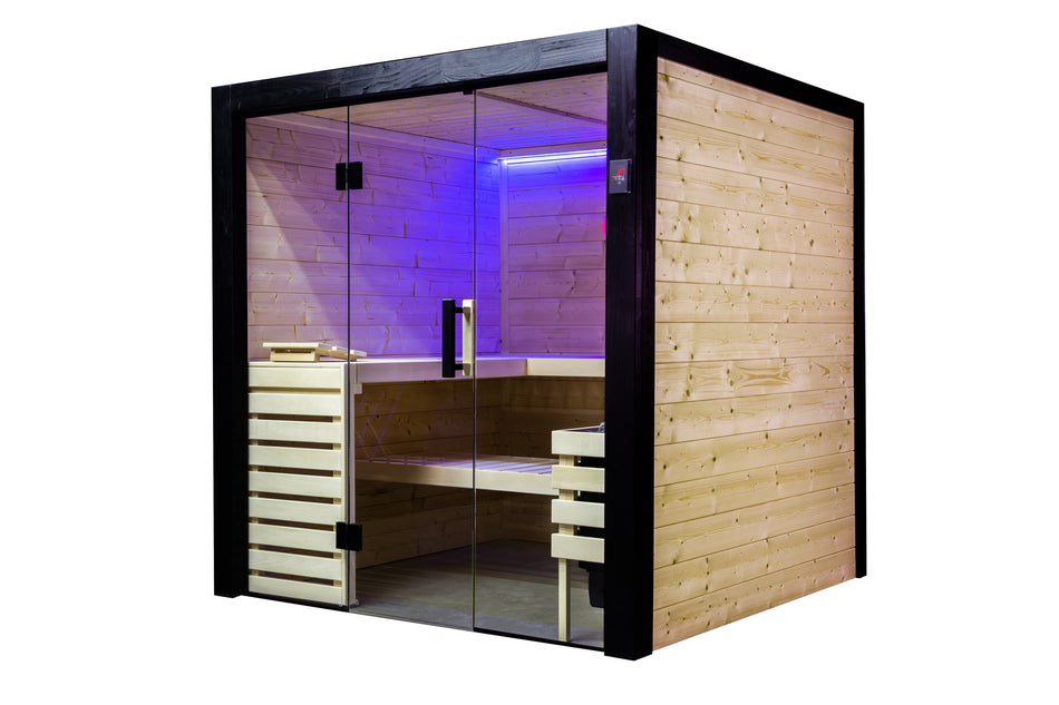 Harvia Family Medium | Fichtenholz Innensauna Bausatz | 196 x 159 x 204 cm (B/T/H)
