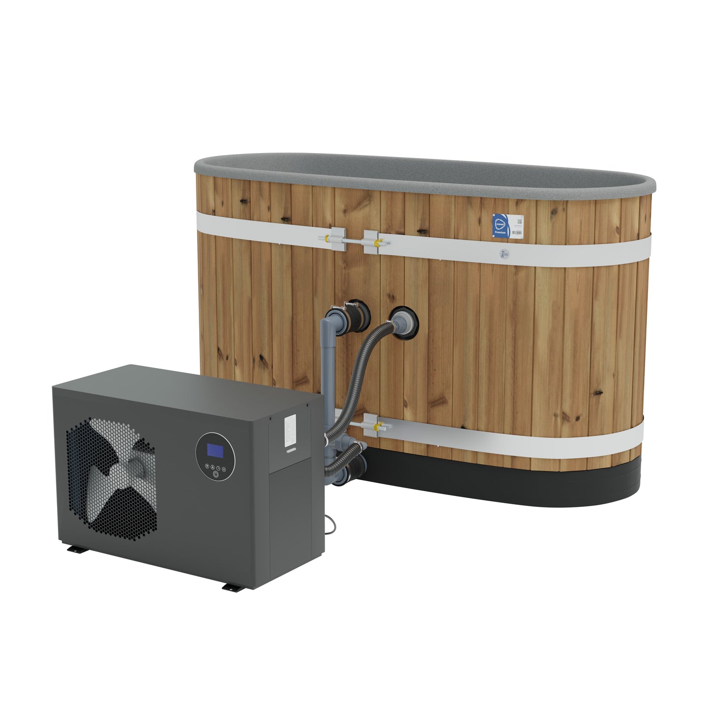 Kirami Premium Tiny S Dual | Badefassset mit Elektroofen und Filtersystem | 170 cm / 5 kW