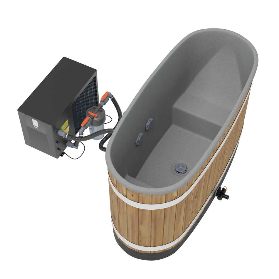 Kirami Premium Tiny S Dual | Badefassset mit Elektroofen und Filtersystem | 170 cm / 5 kW