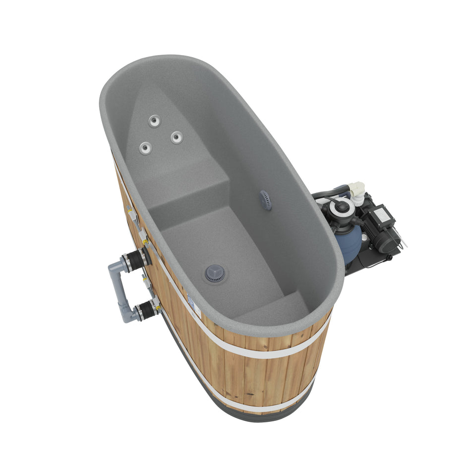 Kirami Premium Tiny S Flow | Badefassset mit Elektroofen, Filteranlage und Massagesystem | 170 cm / 2 kW