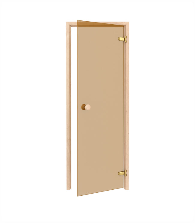 wellmia® Sauna Glastür mit Zarge und Magnetschloss | 6 x 19 | Bronze