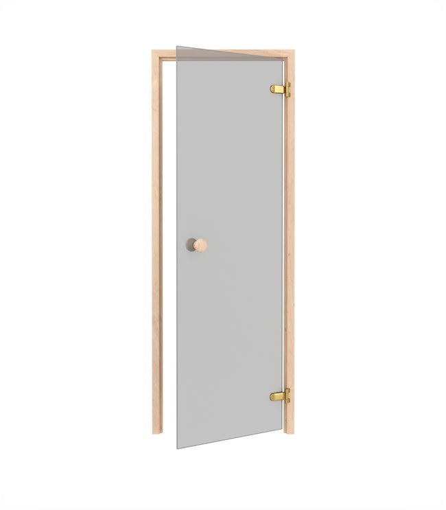 wellmia® Sauna Glastür mit Zarge und Magnetschloss | 6 x 19 | grau