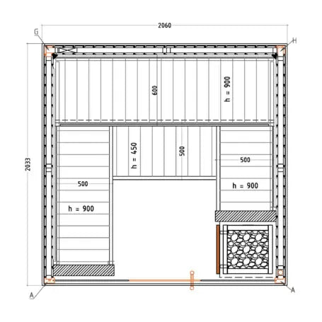 Harvia Variant View L | Innensauna Fichtenholz Bausatz | 206 x 203 x 202 cm (B/T/H)