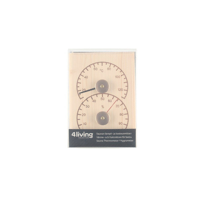 4living Thermo- & Hygrometer | Sauna Zubehör aus Kiefernholz